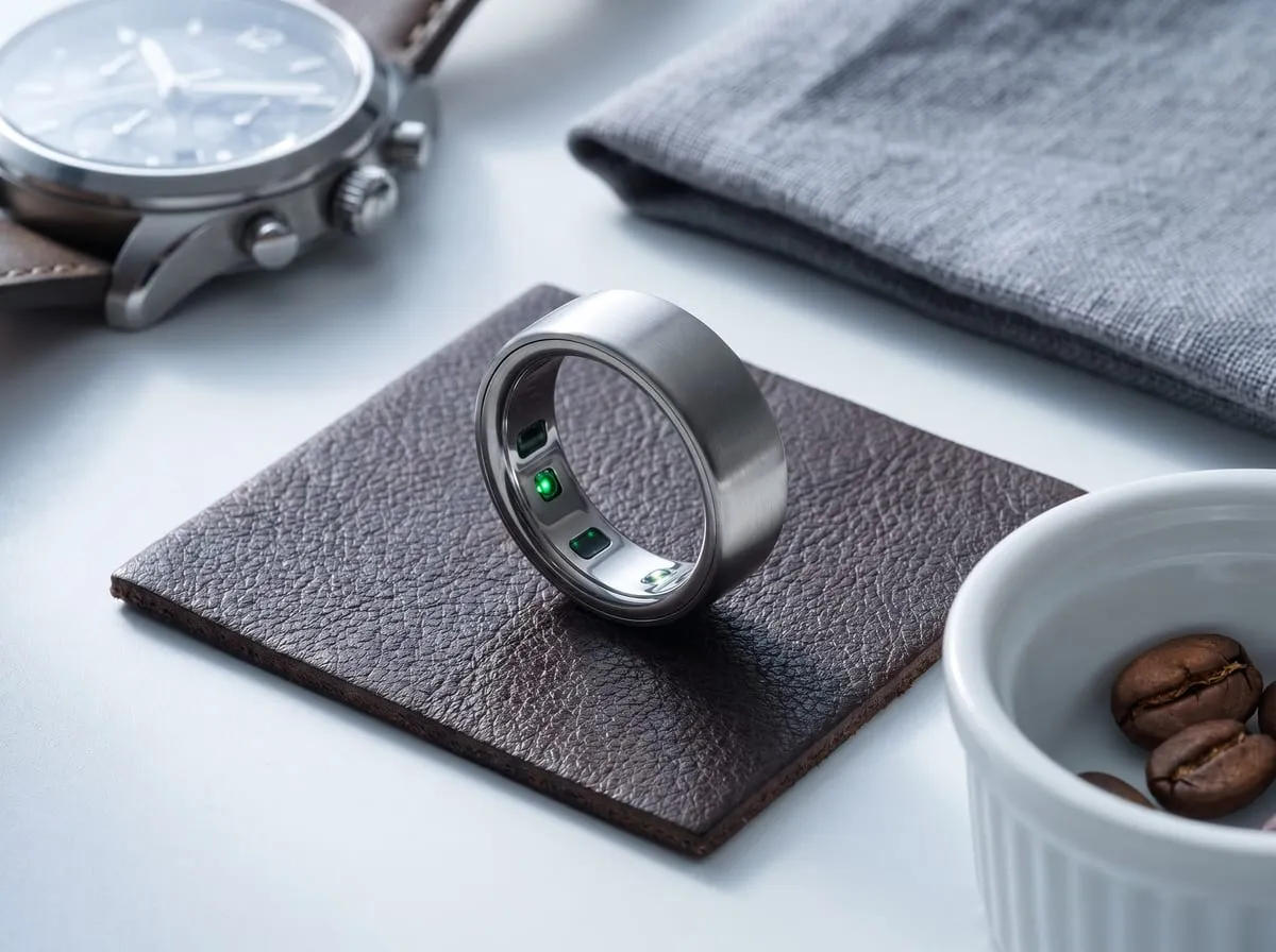 Oura Ring 4 in Silver brushed titanium finish — fourth-generation smart ring with all-titanium recessed sensor interior, 8-day battery life, sleep readiness and activity tracking via the Oura app, worn on the index finger like jewelry