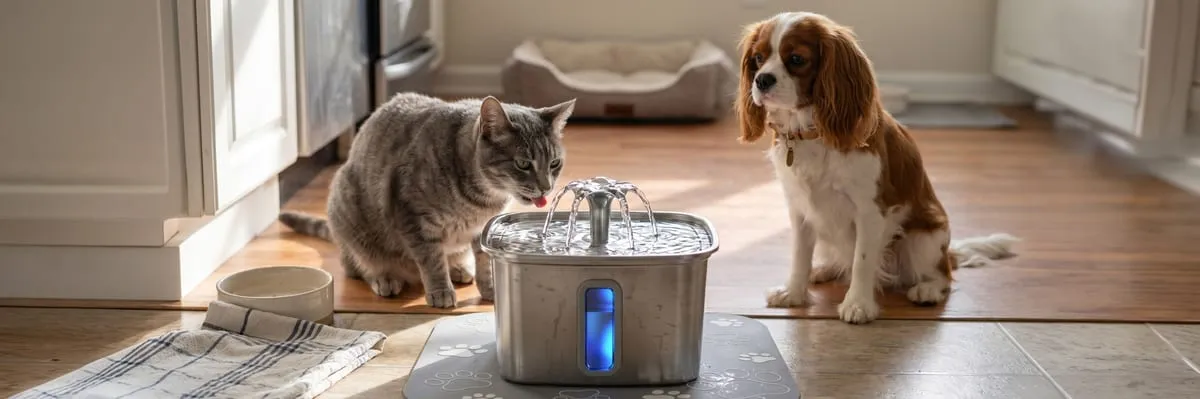 img of Veken Stainless Pet Water Fountain Review: 108oz, Award-Winning, 16K+ Fans