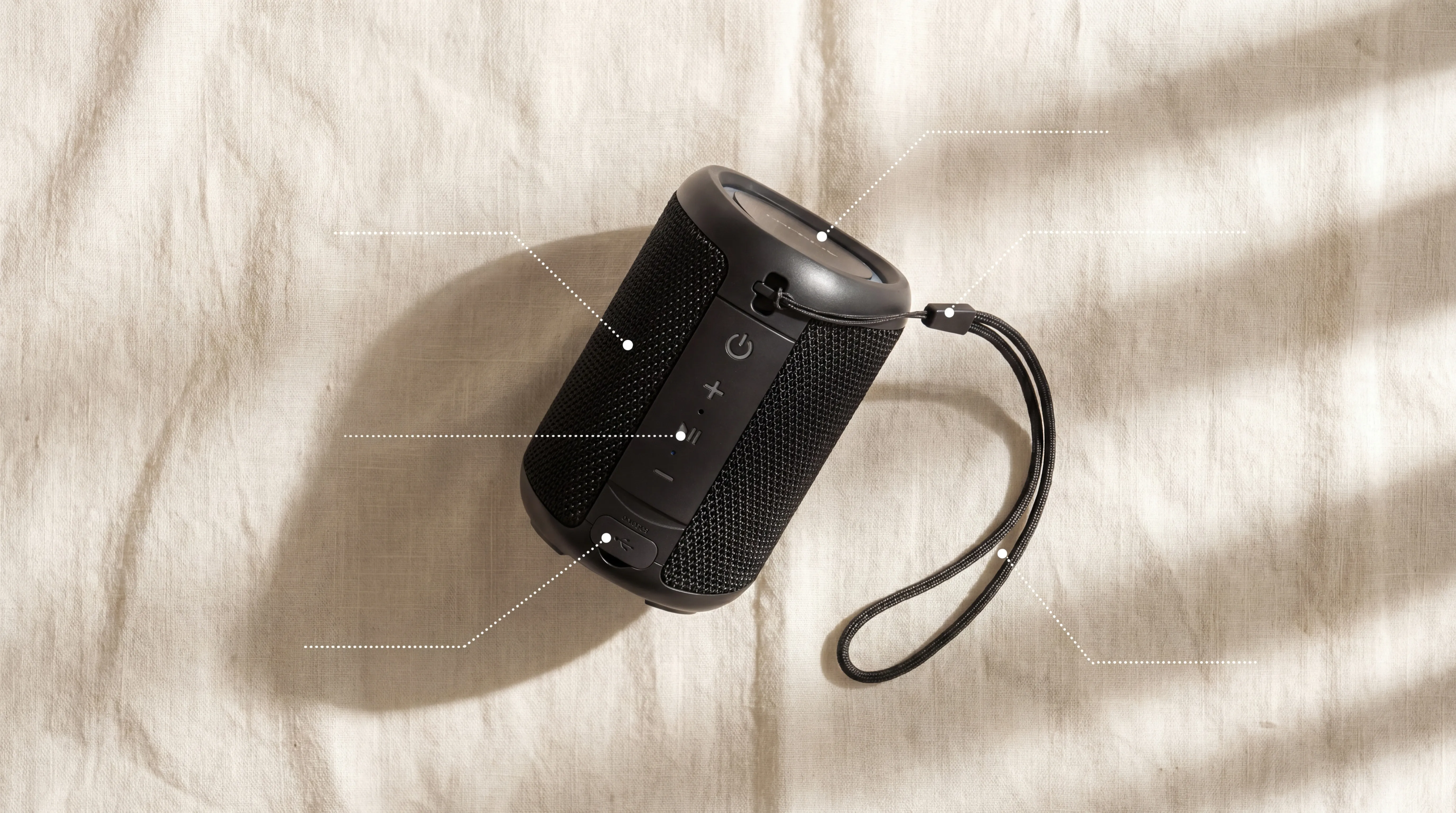CHIFENCHY features breakdown — LED ring, IPX5, Bluetooth 5.3, TWS, USB-C, wrist strap