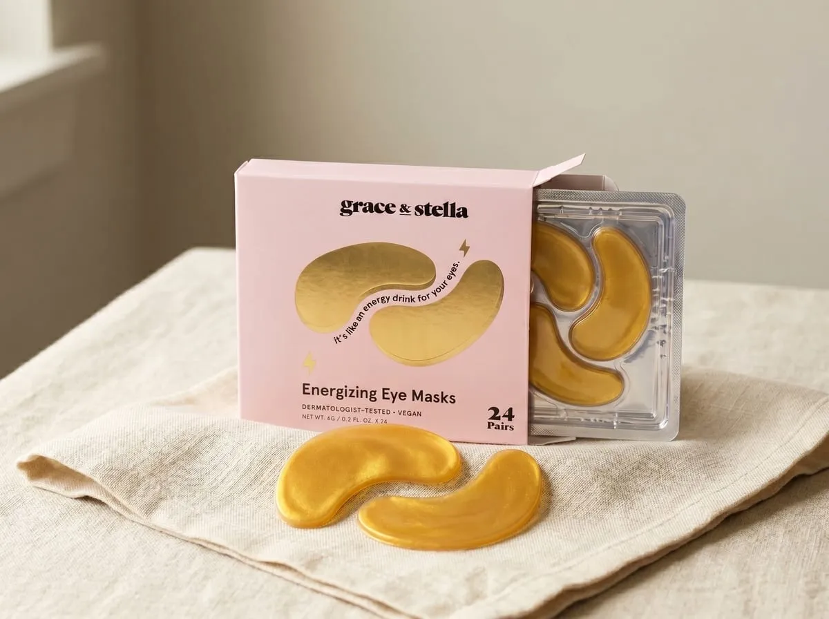 grace & stella patches — verdict hero, gold patches stacked on linen